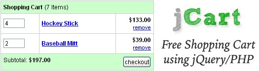 jCart - Free Ajax Shopping Cart Built Using jQuery and PHP jCart - Free Ajax Shopping Cart Built Using jQuery and PHP