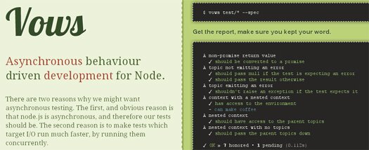 Behavior Driven Development Framework for Node.JS: Vows Behavior Driven Development Framework for Node.JS: Vows