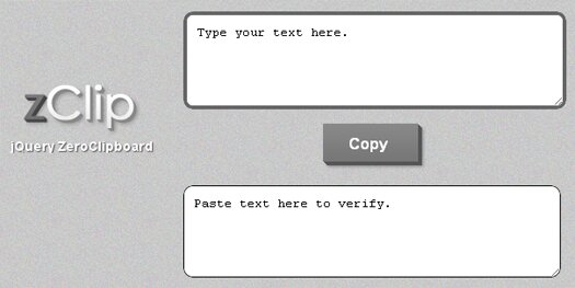 Copy to Clipboard jQuery Plugin: zClip