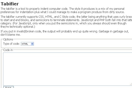 Multi-lingual Web Tool for Indenting the Code Tabifier