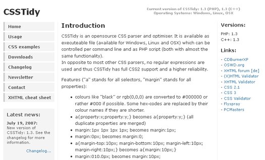 Open Source CSS Parser and Optimizer CSSTidy